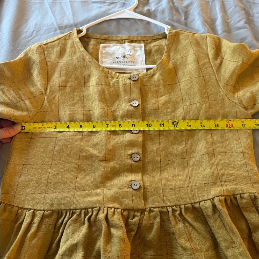 notPERFECTLINEN Mustard checks mama dress - Picture 4 of 5